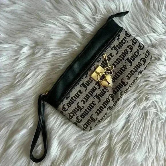 Juicy Couture Wristlet and Cardholder Set | Designer Logo Clutch Bag Gold Charm - Picture 6 of 12